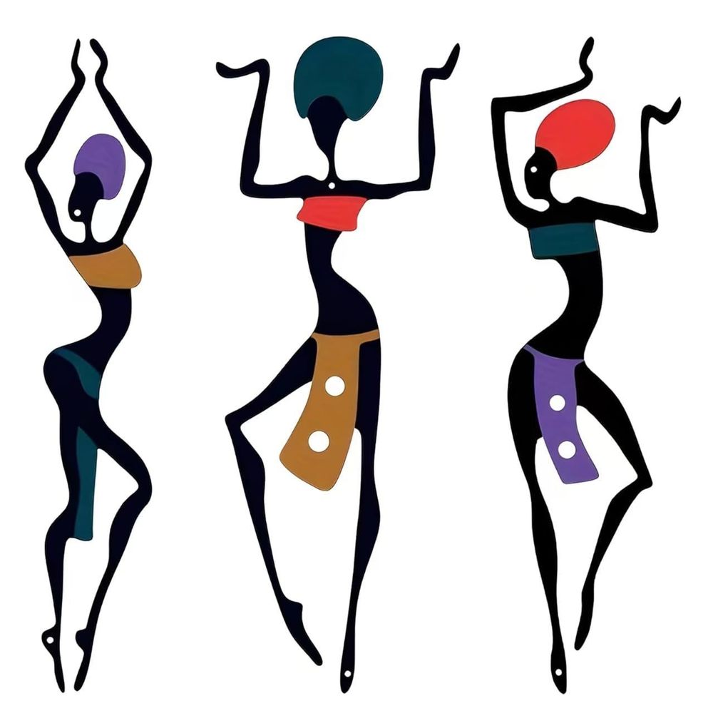 African Wall Decor Art - 3 Pieces Metal Aesthetic Set, Maximalist Hanging👋